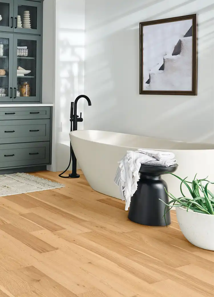 wood flooring in bathroom